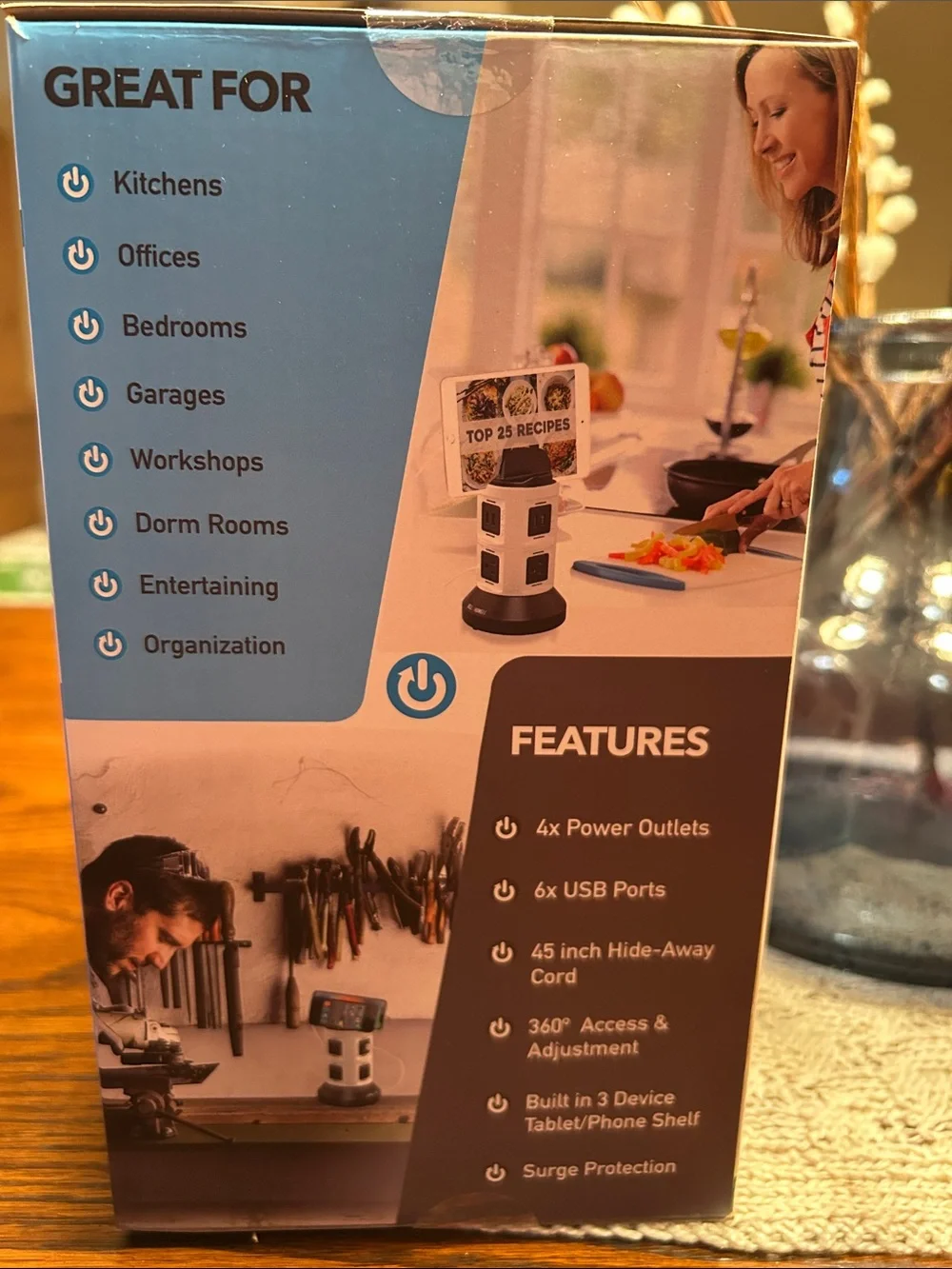 SpinPower 10-Device Fast Charging Tower – White/Black
